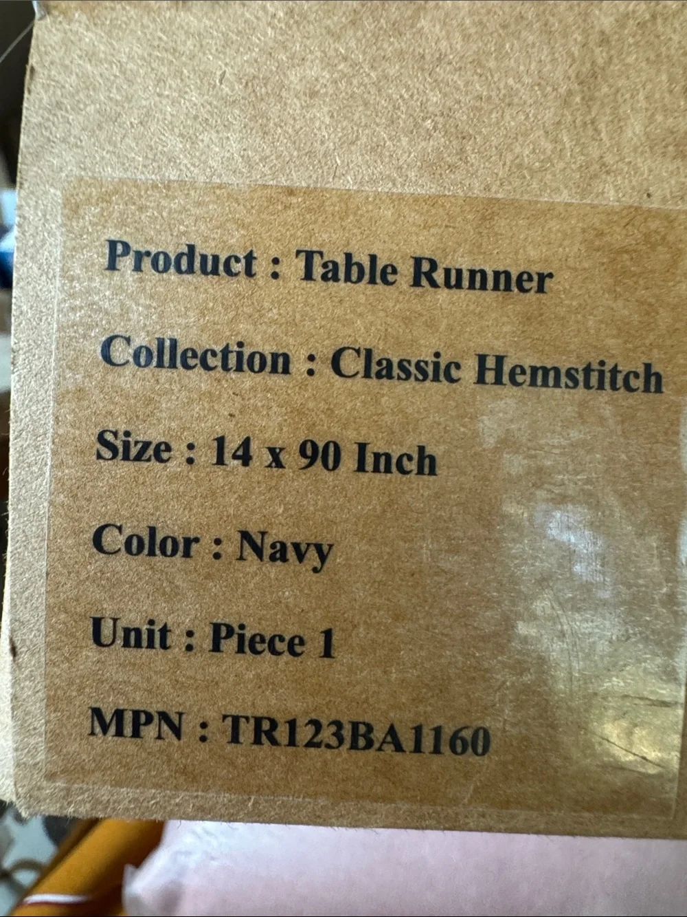 NEW Solino Home 100% Pure Linen Table Runner Navy, Classic Hemstitch 14 x 90 in